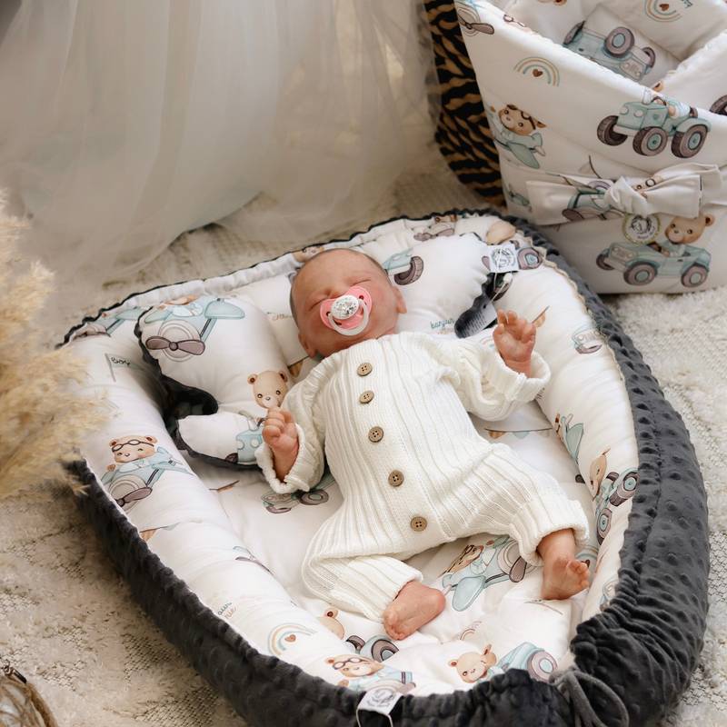 Babynest |Premium Baumwolle Minky|3er Set|Tractors & Bears Hauptbild