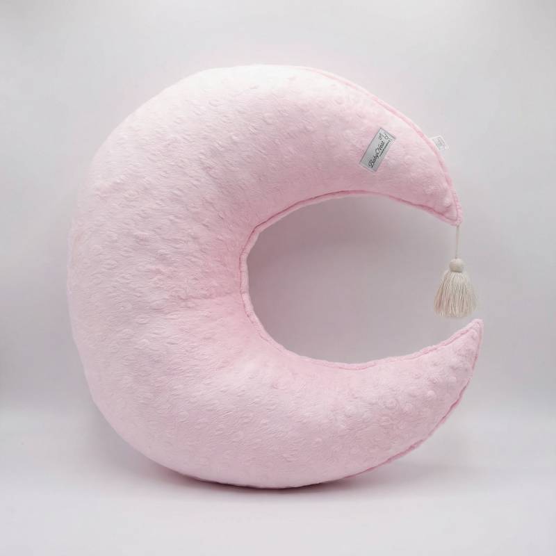 Cuscino per allattamento a mezzaluna | Minky | Rosa Immagine principale