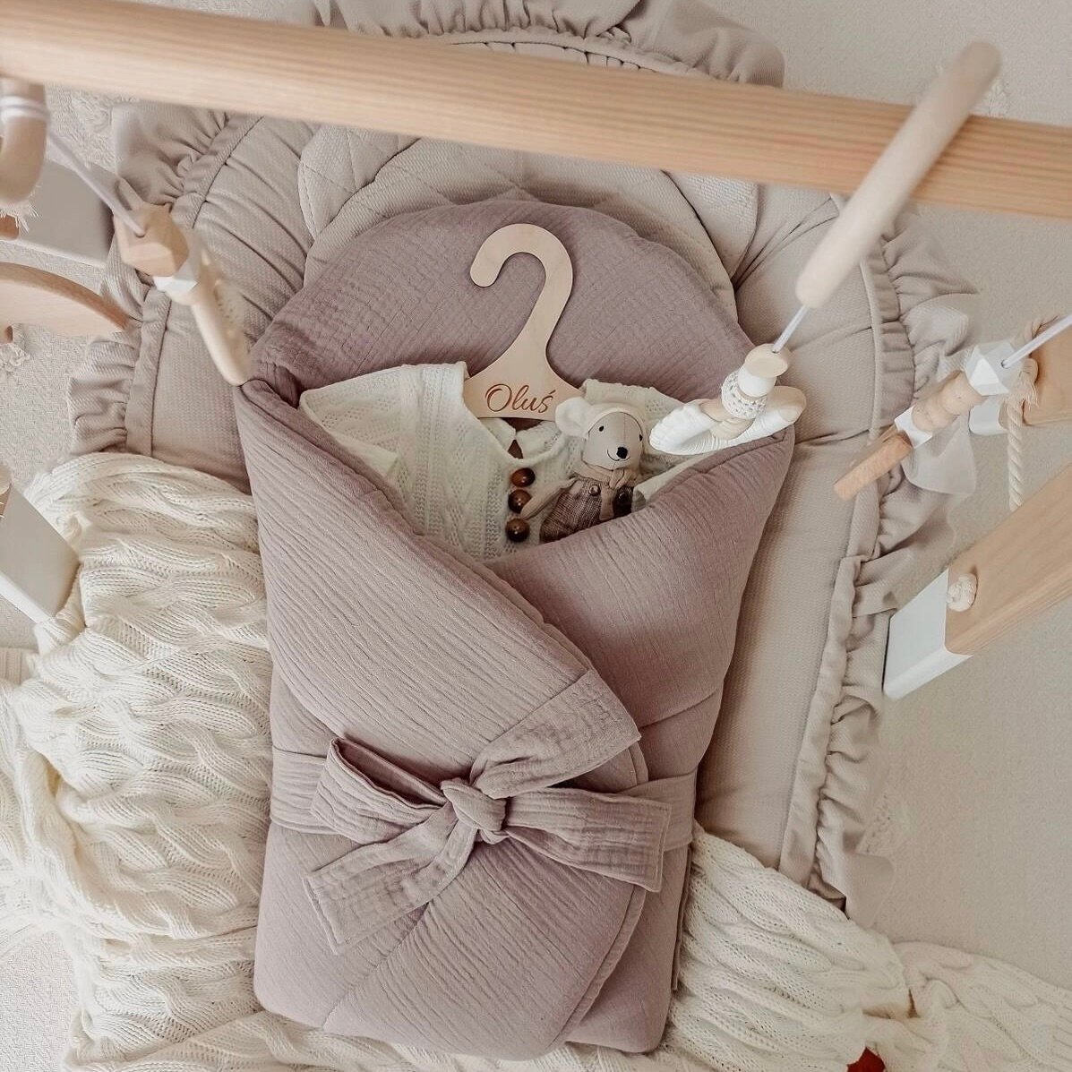 Einschlagdecke Musselin Beige – Bild 1