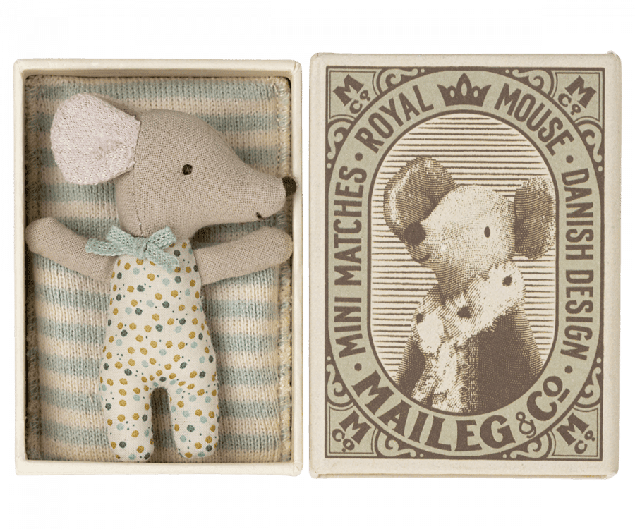 Maileg-Schläfrige/wach Babymaus in Streichholzschachtel - Blau Hauptbild