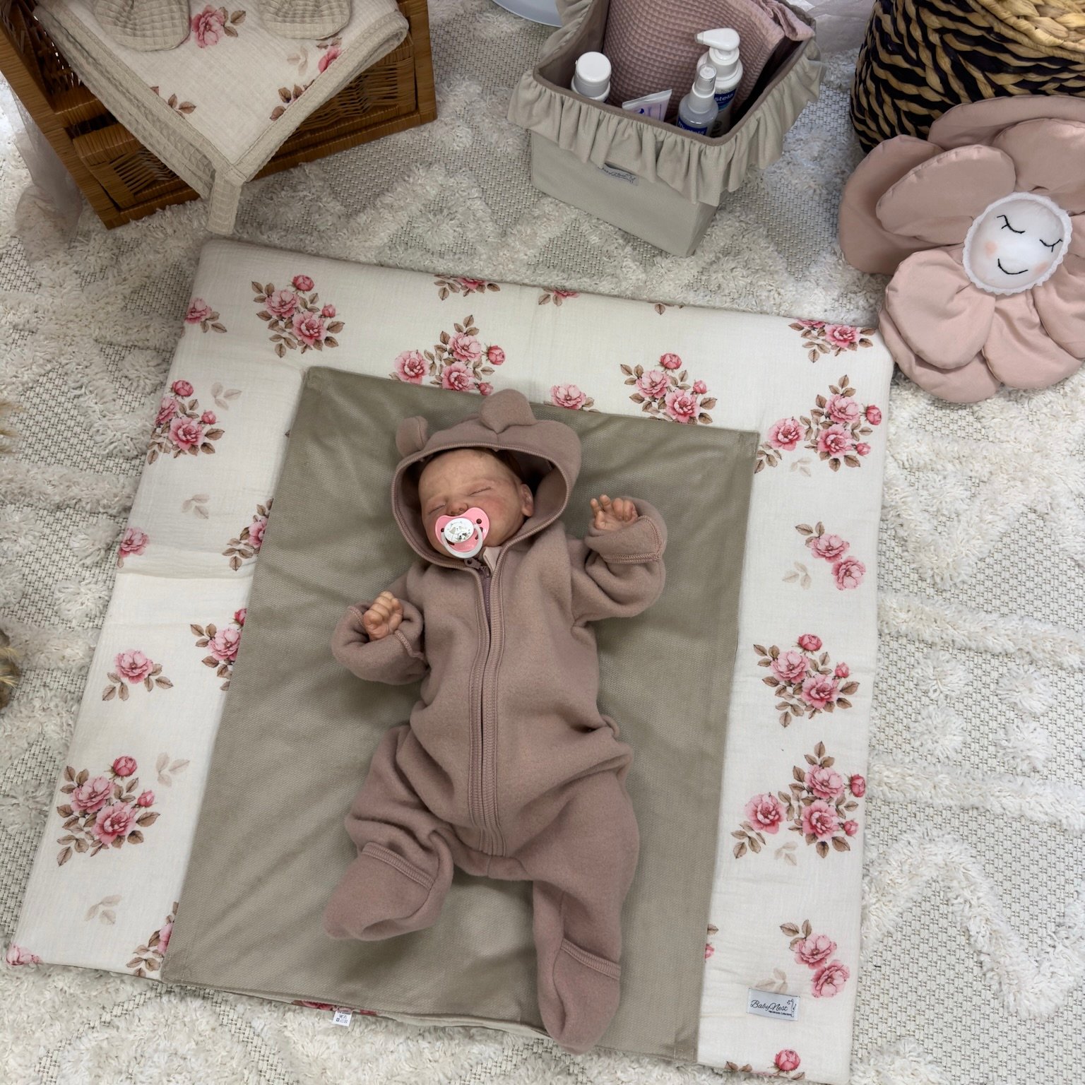 Velvet Changing Mat Including Removable Waterproof Pad | Fall Roses 26514 Velvet Changing Mat Including Removable Waterproof Pad | Fall Roses Main Image