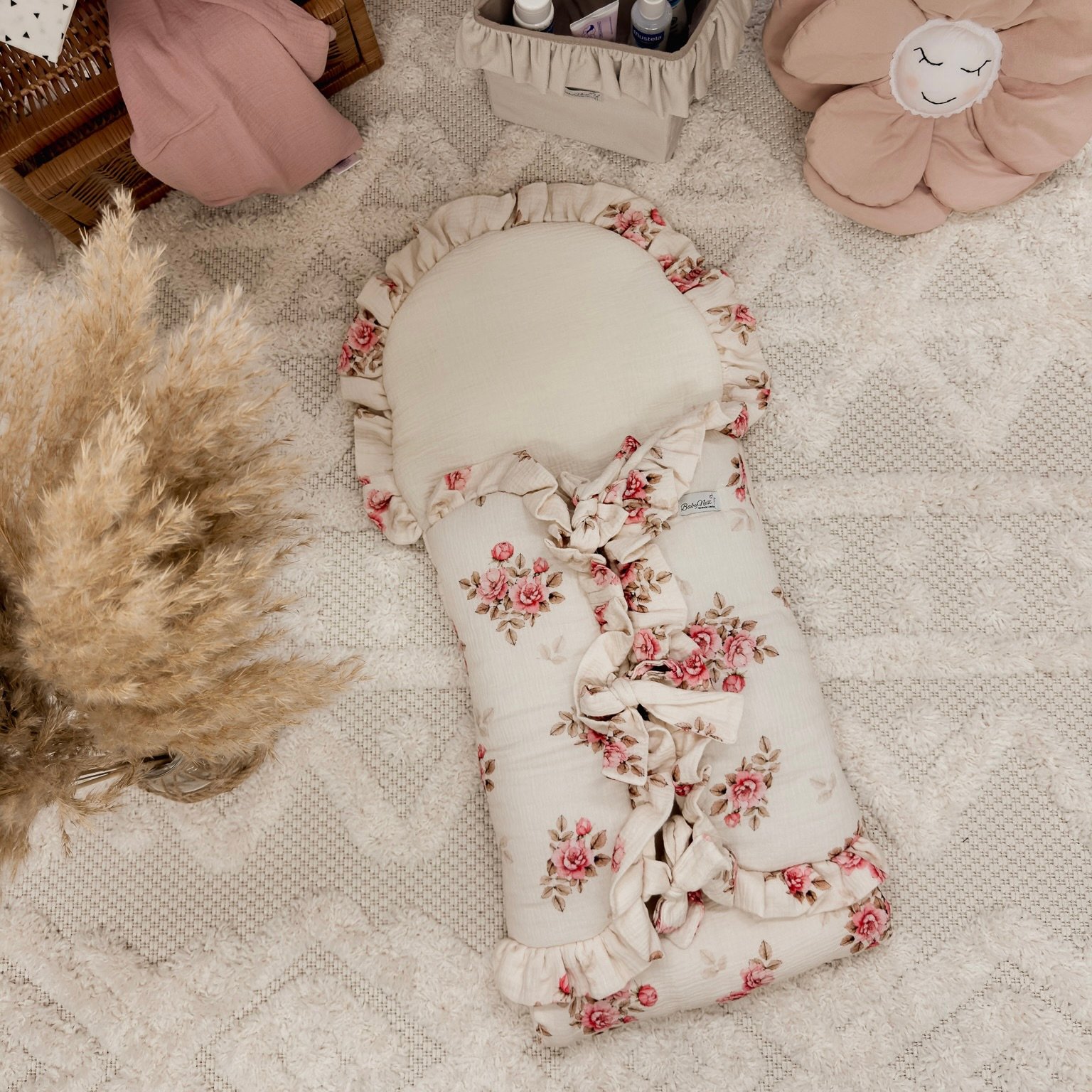 Multifunctional Baby Sleeping Bag | Premium Muslin | 0-8M | Fall Roses Main Image