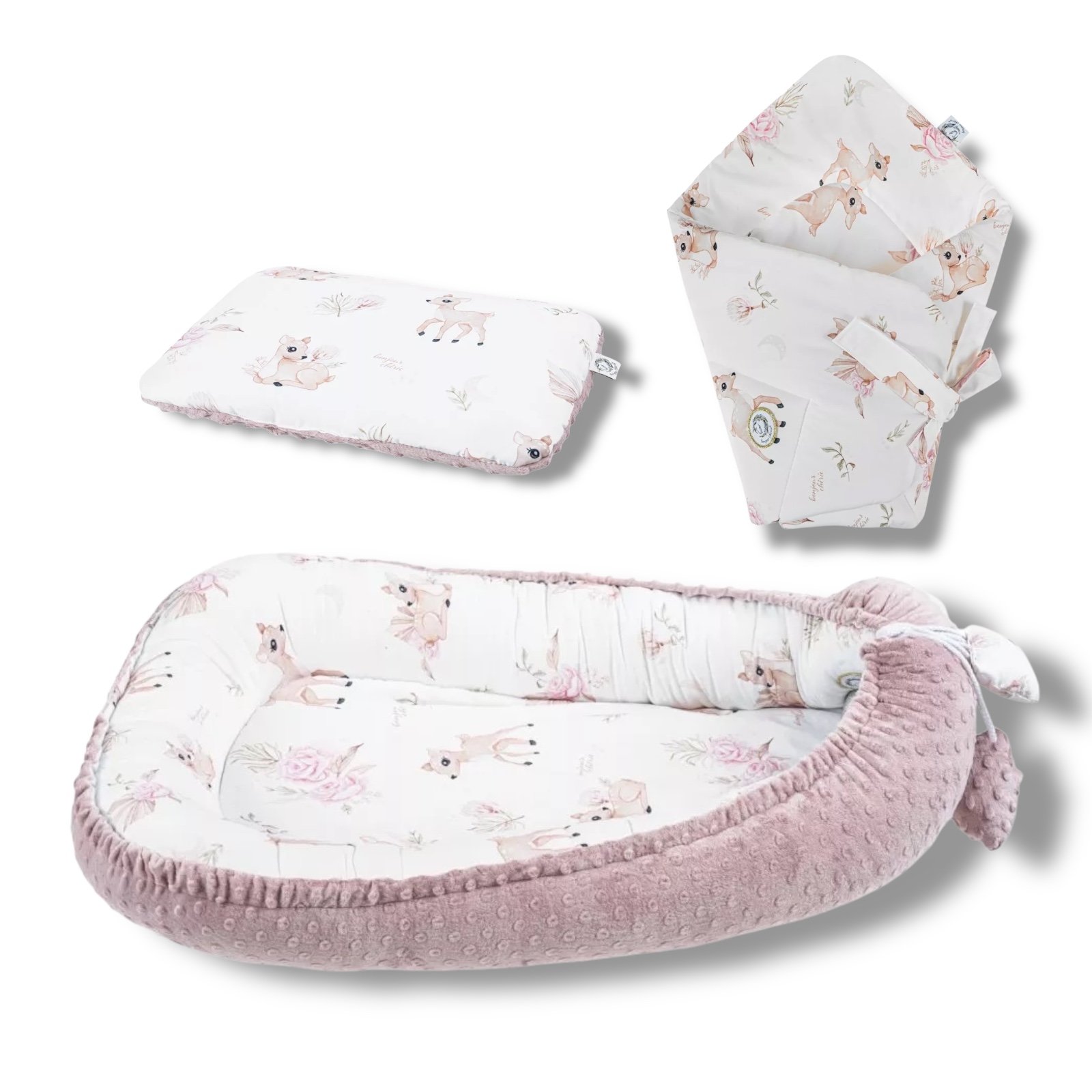 Babynest |Premium Baumwolle Minky|3er Set|Bambi Girl Hauptbild