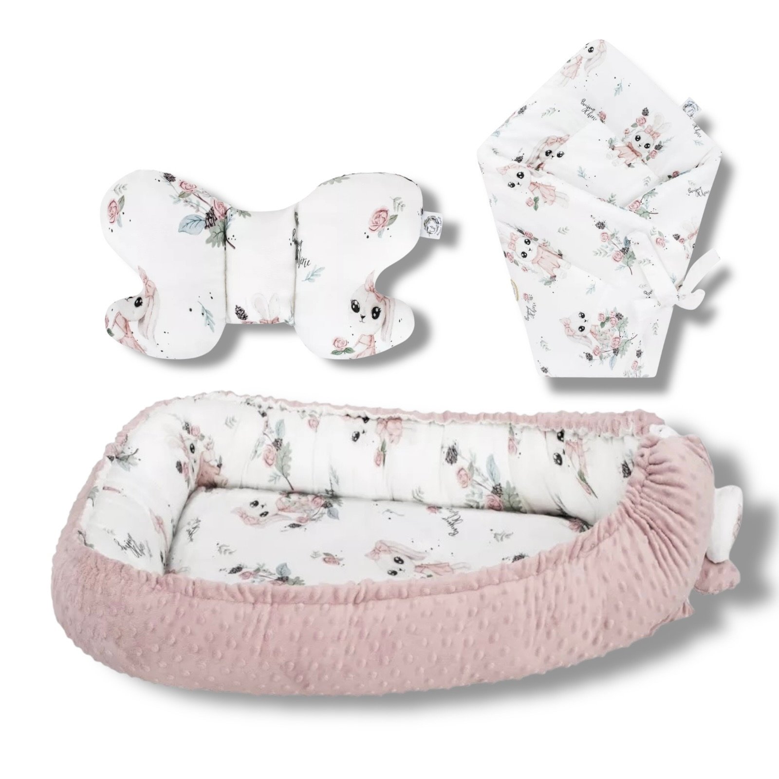 Babynest |Premium Baumwolle Minky|3er Set|Little Miss Bunny Hauptbild