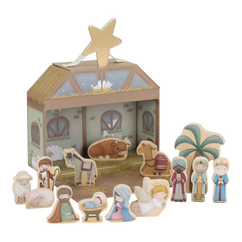 Little Dutch Nativity Scene for Children with Wooden Figures in a Suitcase - Christmas Main Image