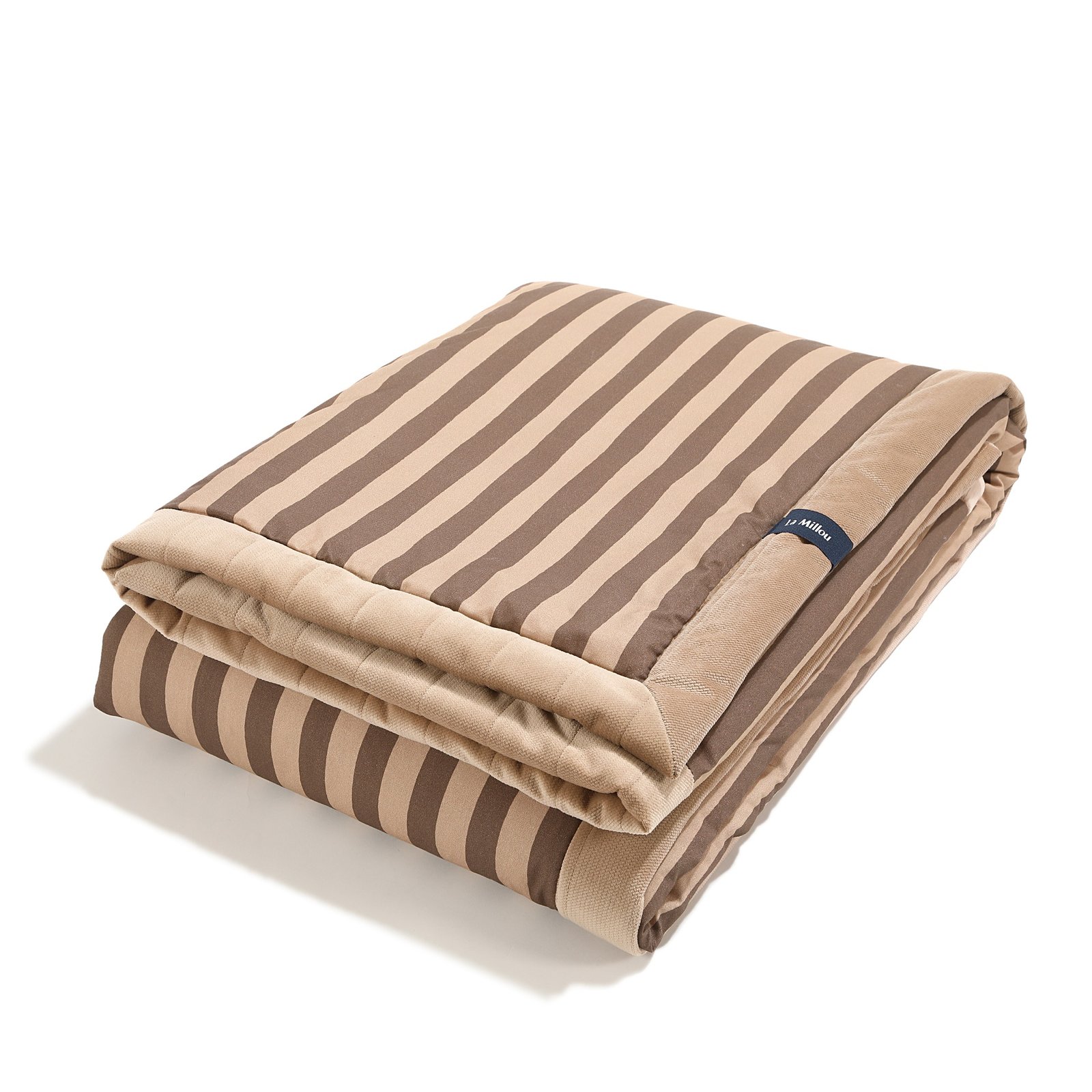 Coperta calda in velluto a righe marrone - XL - 140 x 200 cm Immagine principale