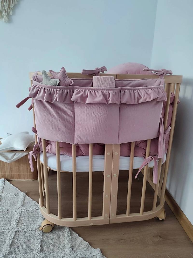 Velvet bed organizer in antique rose, Glam bed organizer (main image)