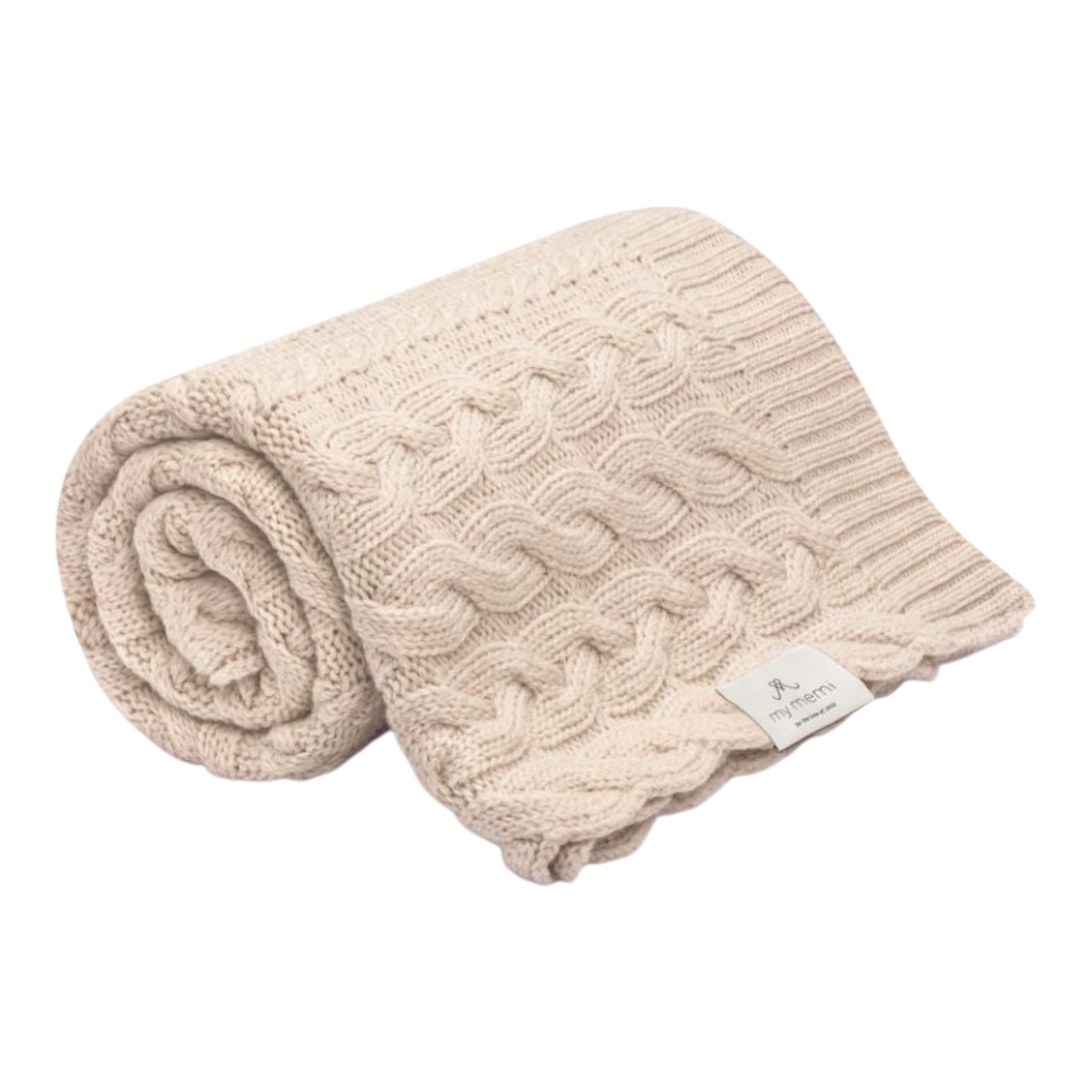 MY MEMI | Merino Premium Braided Blanket | Warm Beige Main Image