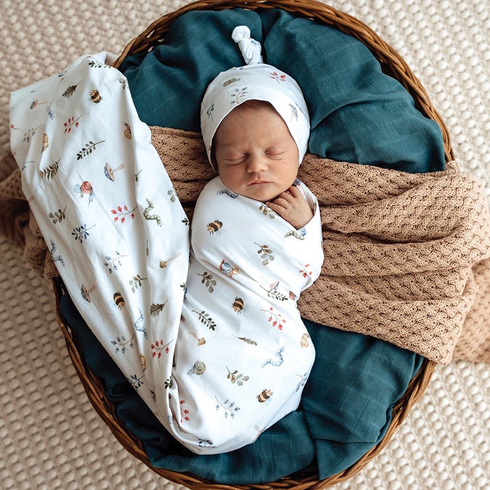 Garden Friends Organic Jersey Wrap & Beanie Set Main Image