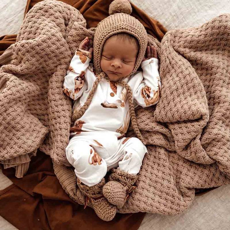 Fawn Merino Wool Bonnet & Booties Main Image