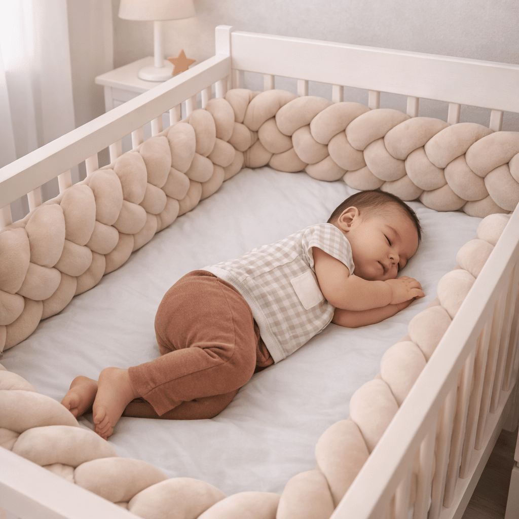 Bettschlange 4-Strang aus Velours – 200 cm geflochten – Beige – Bild 1