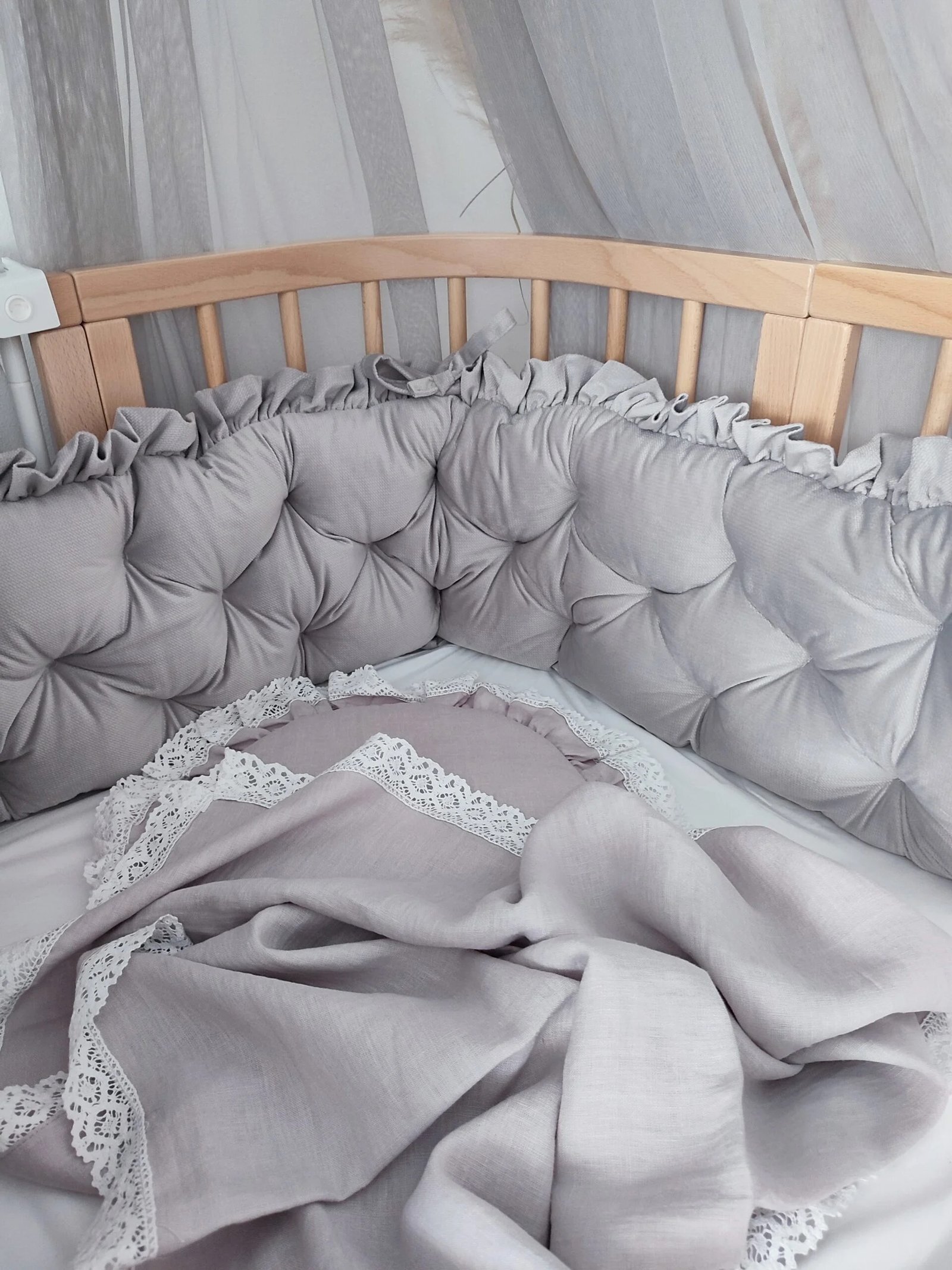 Bettumrandung Samt Glam Grau 210 cm Zusatzbild-4