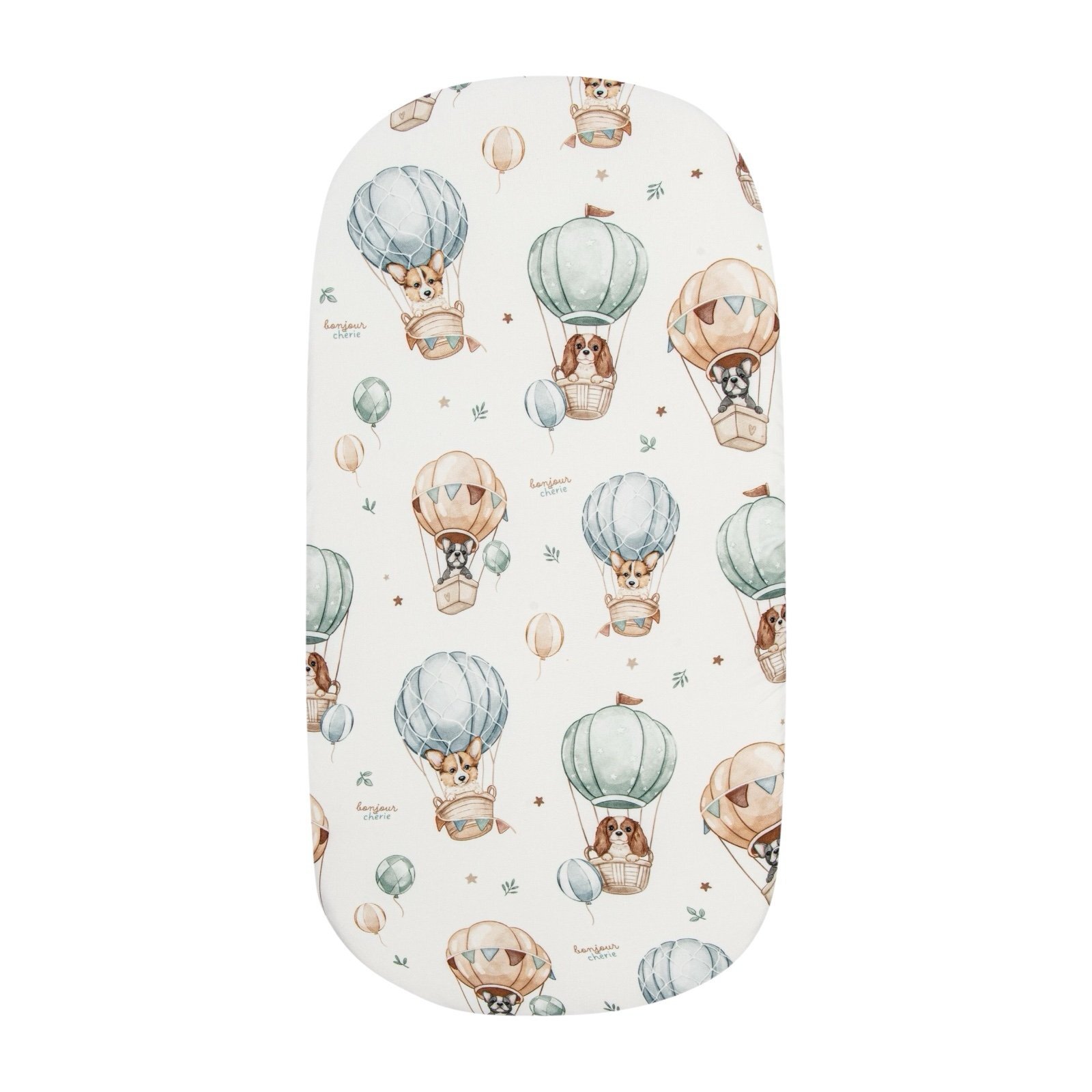 Premium fitted sheet 140x70 cm – 100% soft cotton | Puppies & Hot Air Balloons main image