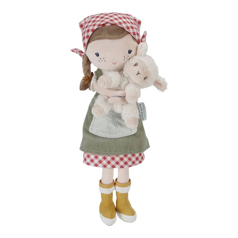 Pink farmer cuddly doll with sheep, 35cm (main image)